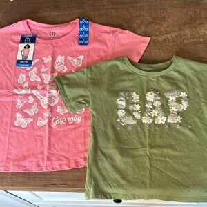 GAP Kids Girls Pink and Green T-Shirts 10-12